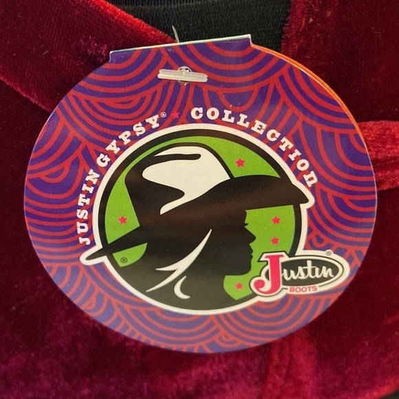 Justin Boot Womens Chellie Velvet Color: Red Style L9758 Rodeo, Horseback NWT - Picture 9 of 11